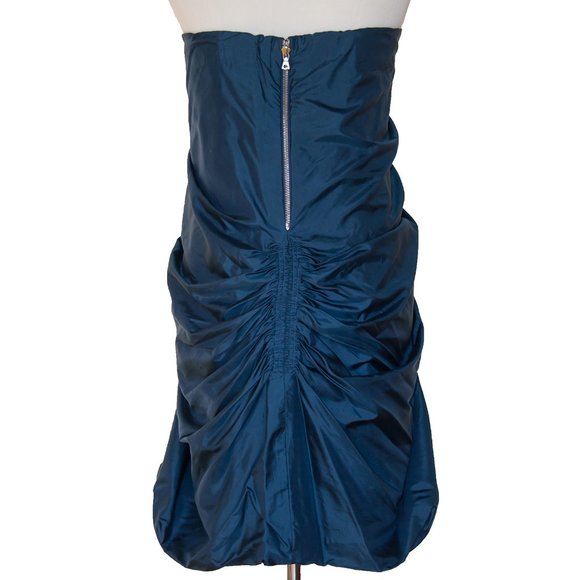PHILLIP LIM Ruffle Silk Deep Blue Dress Party Cocktail Sz 8 - Picture 3 of 3